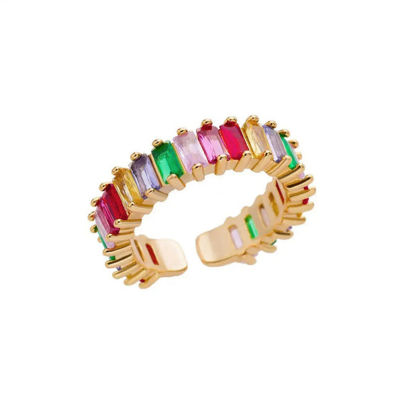 Jewels Galaxy Gold Plated Stainless Steel Anti Tarnish Adjustable Finger Ring For Women