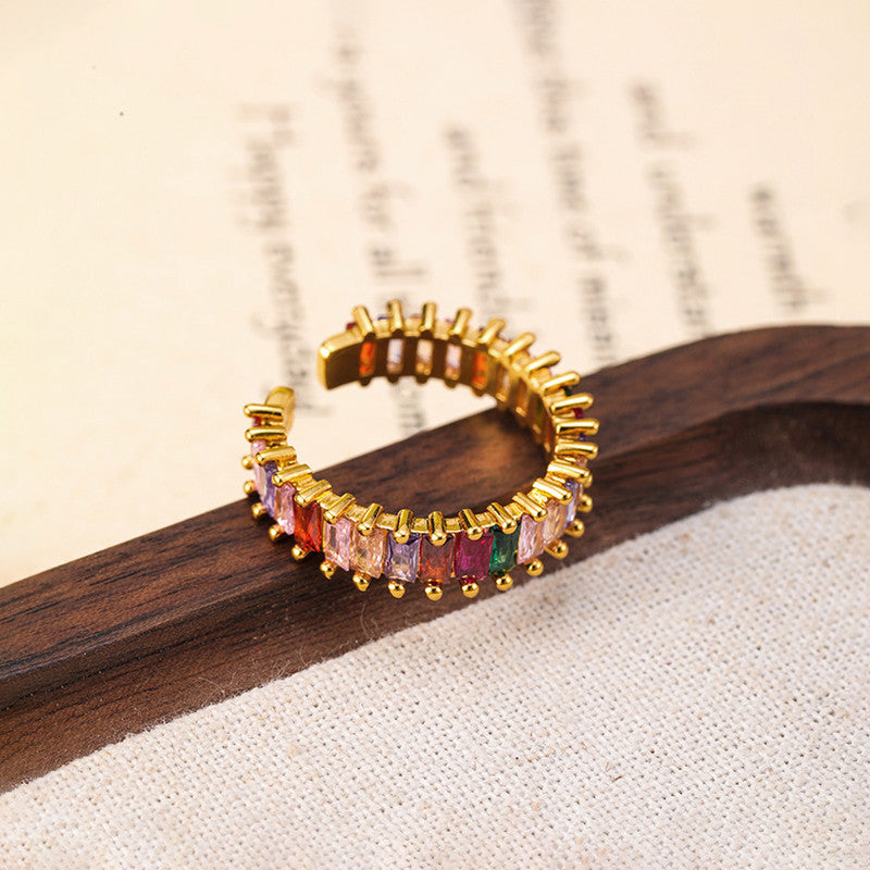 Jewels Galaxy Gold Plated Stainless Steel Anti Tarnish Adjustable Finger Ring For Women