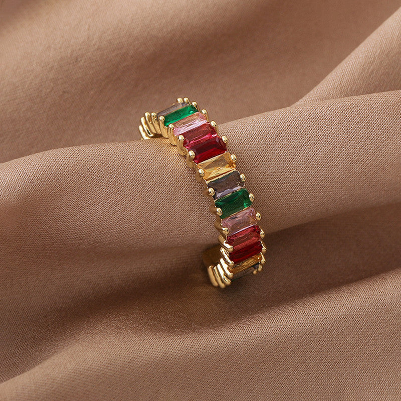 Jewels Galaxy Gold Plated Stainless Steel Anti Tarnish Adjustable Finger Ring For Women