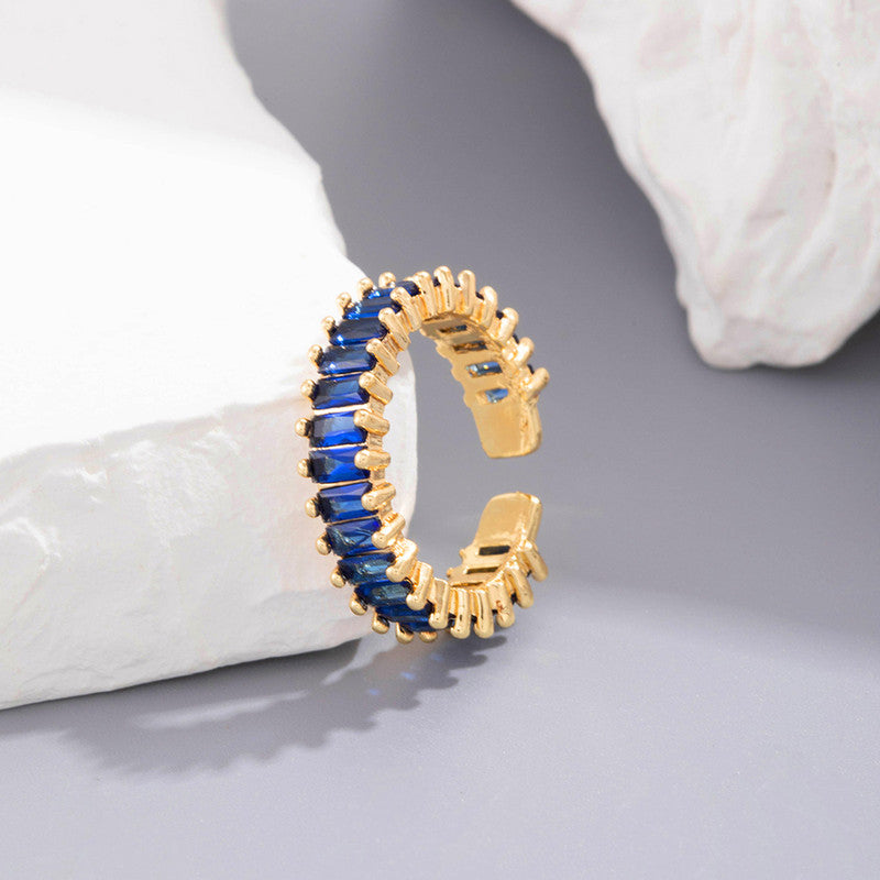 Jewels Galaxy Gold Plated Stainless Steel Anti Tarnish Adjustable Finger Ring For Women