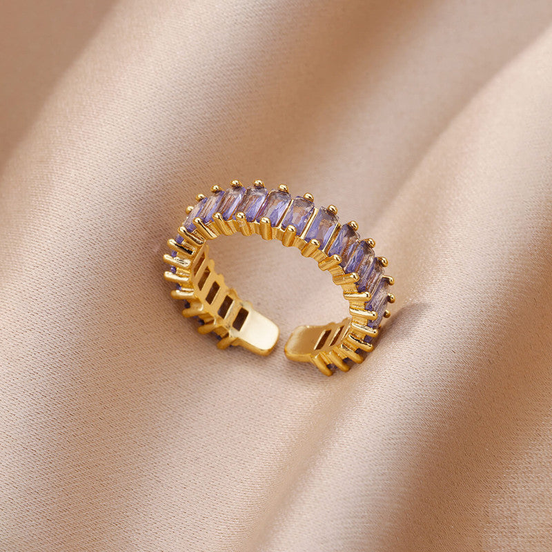 Jewels Galaxy Gold Plated Stainless Steel Anti Tarnish Adjustable Finger Ring For Women
