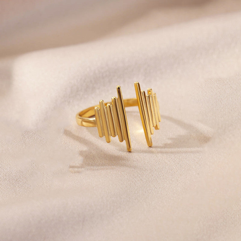 Jewels Galaxy Gold Plated Anti Tarnish Stainless Steel Contemporary Adjustable Finger Ring