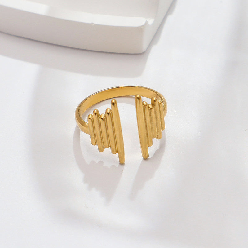 Jewels Galaxy Gold Plated Anti Tarnish Stainless Steel Contemporary Adjustable Finger Ring