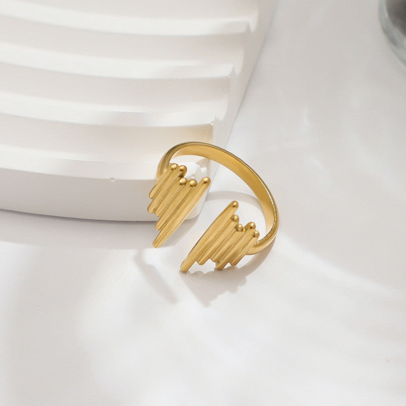 Jewels Galaxy Gold Plated Anti Tarnish Stainless Steel Contemporary Adjustable Finger Ring