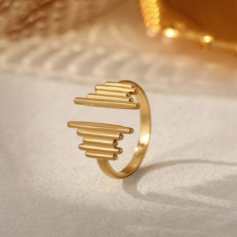 Jewels Galaxy Gold Plated Anti Tarnish Stainless Steel Contemporary Adjustable Finger Ring