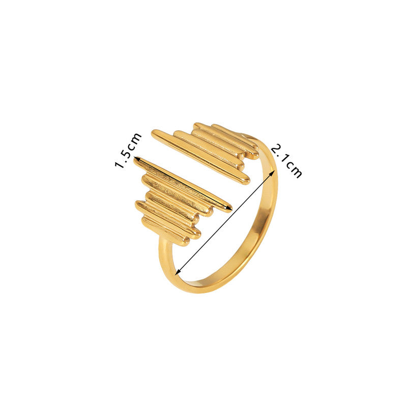 Jewels Galaxy Gold Plated Anti Tarnish Stainless Steel Contemporary Adjustable Finger Ring