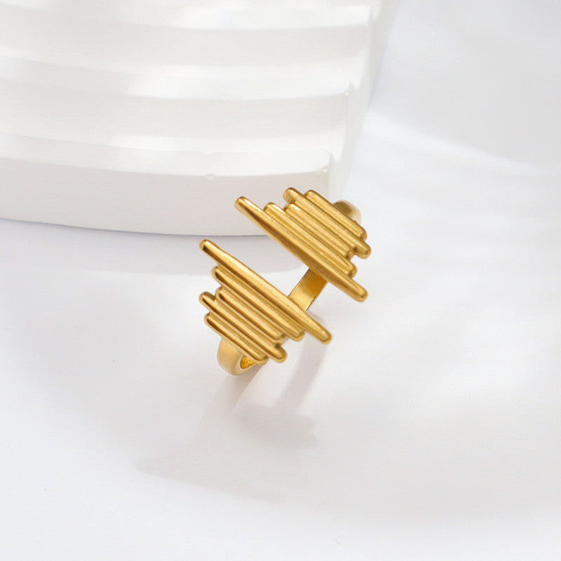 Jewels Galaxy Gold Plated Anti Tarnish Stainless Steel Contemporary Adjustable Finger Ring
