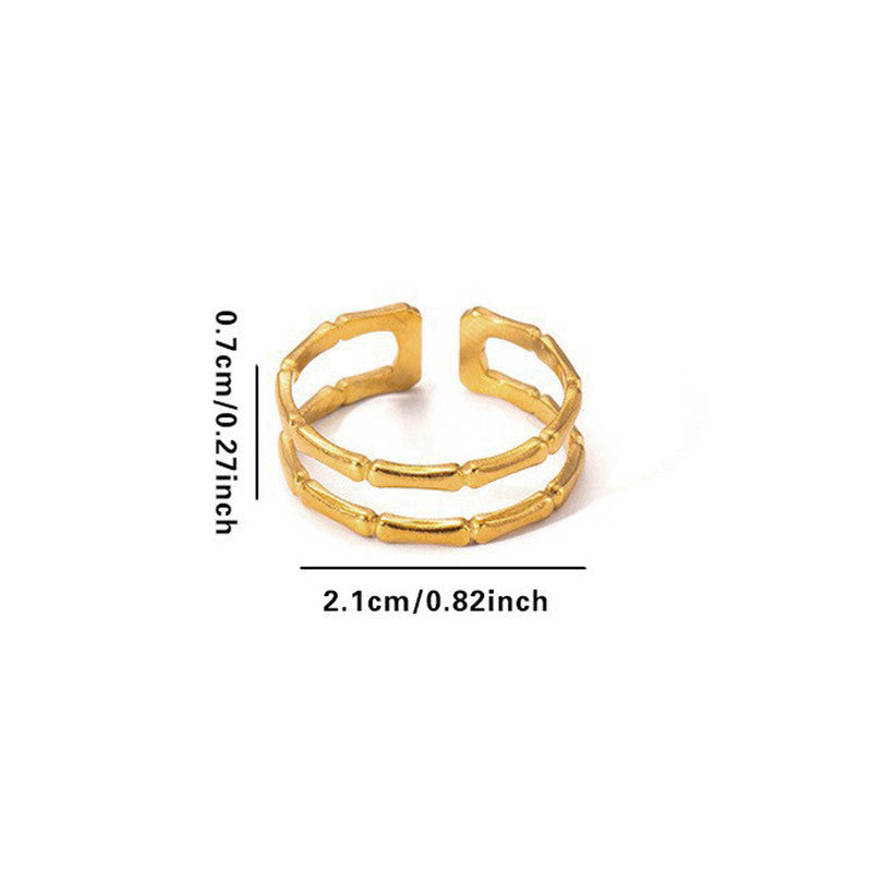 Jewels Galaxy Gold Plated Anti Tarnish Stainless Steel Contemporary Adjustable Finger Ring