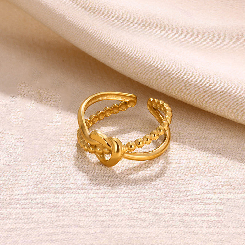 Jewels Galaxy Gold Plated Anti Tarnish Stainless Steel Contemporary Adjustable Finger Ring