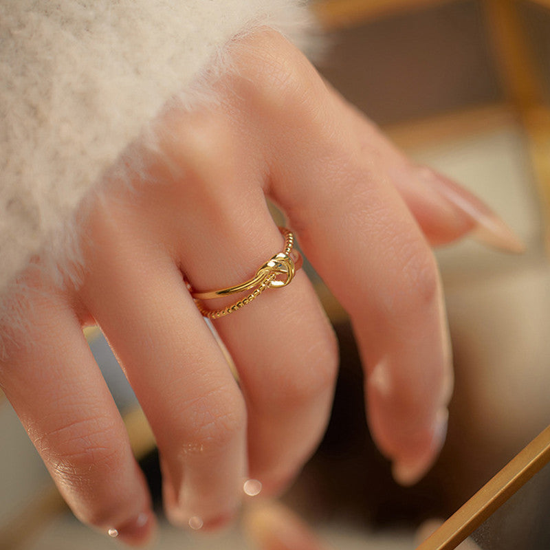 Jewels Galaxy Gold Plated Anti Tarnish Stainless Steel Contemporary Adjustable Finger Ring