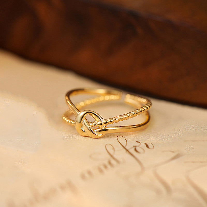 Jewels Galaxy Gold Plated Anti Tarnish Stainless Steel Contemporary Adjustable Finger Ring