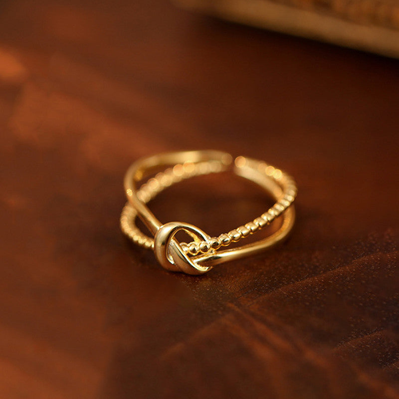Jewels Galaxy Gold Plated Anti Tarnish Stainless Steel Contemporary Adjustable Finger Ring