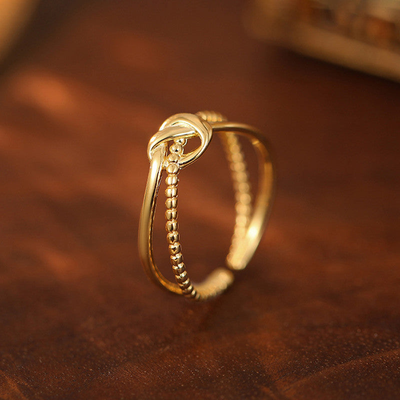 Jewels Galaxy Gold Plated Anti Tarnish Stainless Steel Contemporary Adjustable Finger Ring