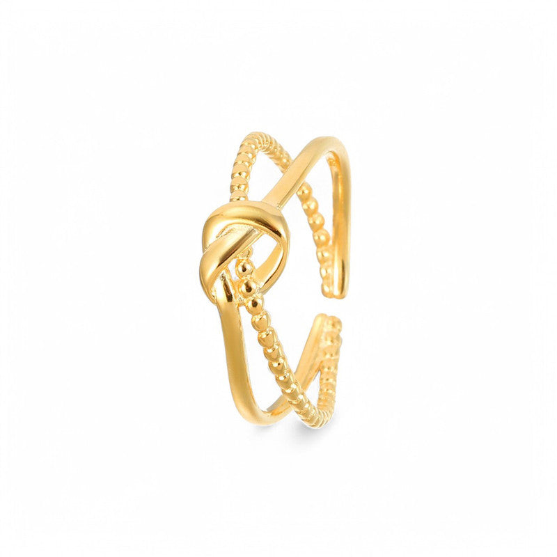 Jewels Galaxy Gold Plated Anti Tarnish Stainless Steel Contemporary Adjustable Finger Ring