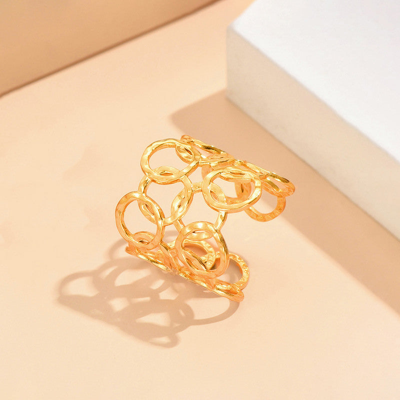 Jewels Galaxy Gold Plated Anti Tarnish Stainless Steel Geometric Adjustable Finger Ring