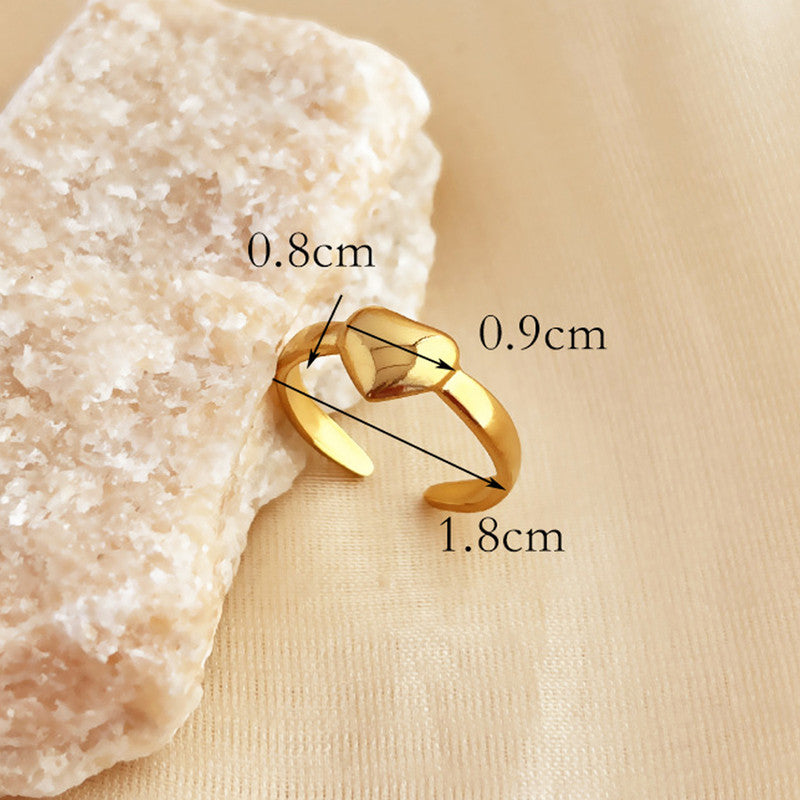 Jewels Galaxy Gold Plated Anti Tarnish Stainless Steel Heart Themed Adjustable Finger Ring