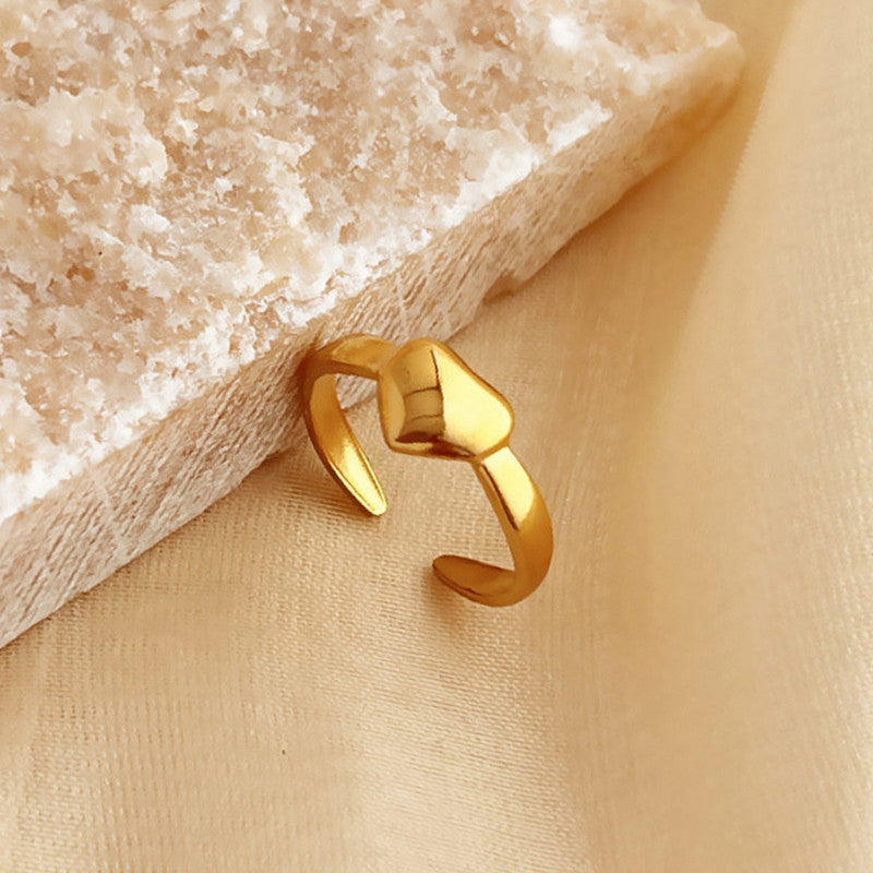 Jewels Galaxy Gold Plated Anti Tarnish Stainless Steel Heart Themed Adjustable Finger Ring