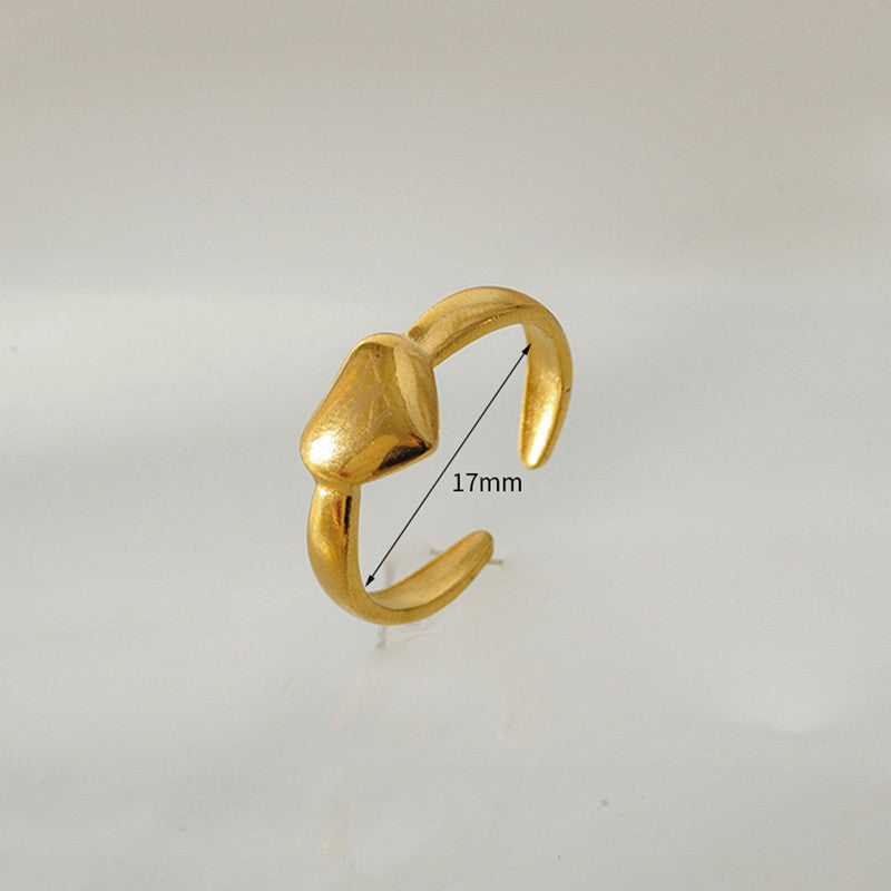 Jewels Galaxy Gold Plated Anti Tarnish Stainless Steel Heart Themed Adjustable Finger Ring