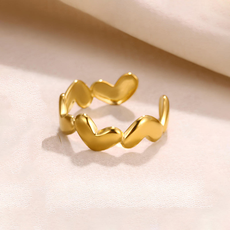 Jewels Galaxy Gold Plated Anti Tarnish Stainless Steel Heart Themed Adjustable Finger Ring