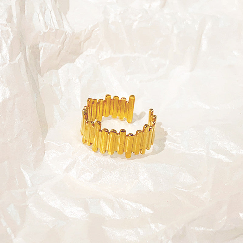 Jewels Galaxy Gold Plated Anti Tarnish Stainless Steel Contemporary Adjustable Finger Ring