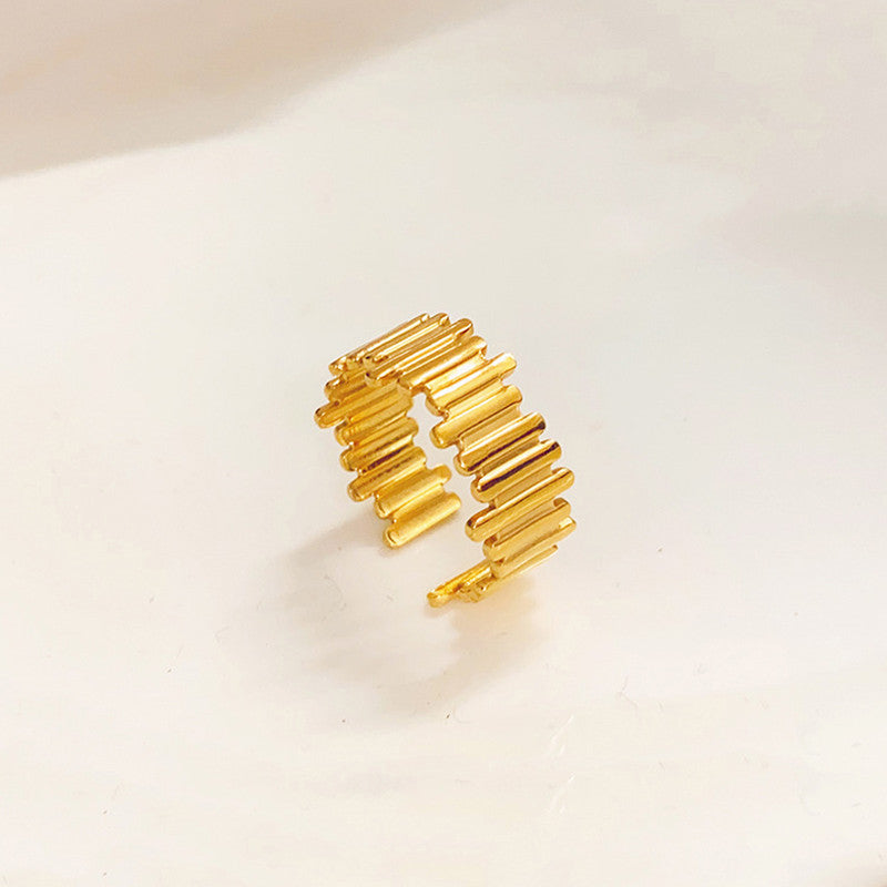 Jewels Galaxy Gold Plated Anti Tarnish Stainless Steel Contemporary Adjustable Finger Ring
