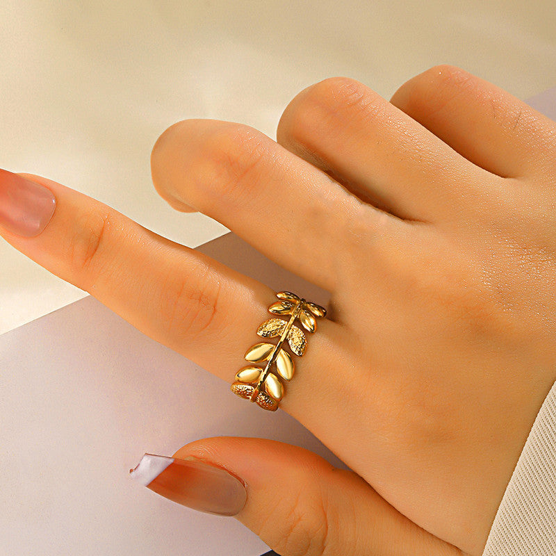 Jewels Galaxy Gold Plated Anti Tarnish Stainless Steel Contemporary Adjustable Finger Ring