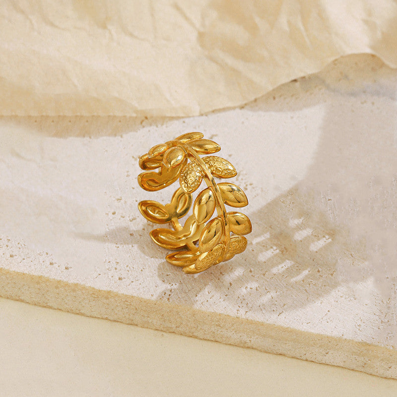 Jewels Galaxy Gold Plated Anti Tarnish Stainless Steel Contemporary Adjustable Finger Ring