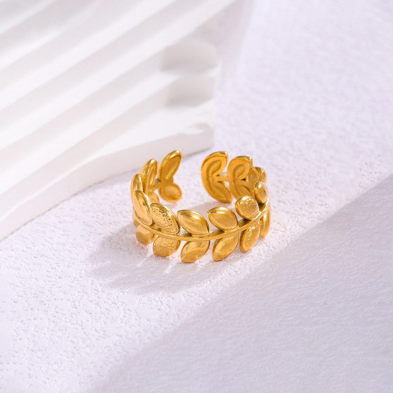 Jewels Galaxy Gold Plated Anti Tarnish Stainless Steel Contemporary Adjustable Finger Ring