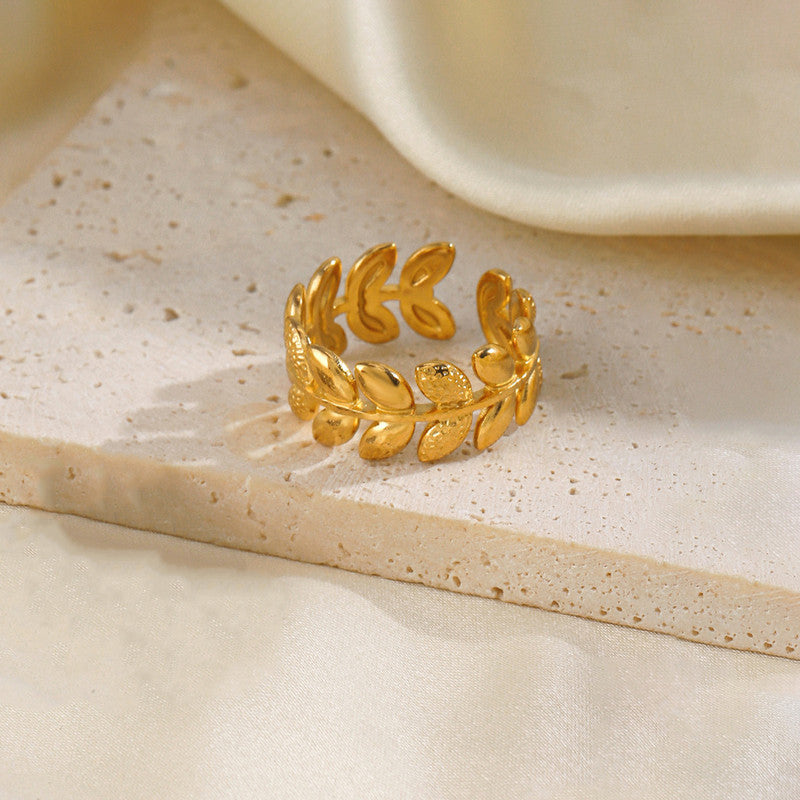 Jewels Galaxy Gold Plated Anti Tarnish Stainless Steel Contemporary Adjustable Finger Ring