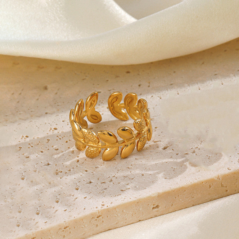 Jewels Galaxy Gold Plated Anti Tarnish Stainless Steel Contemporary Adjustable Finger Ring
