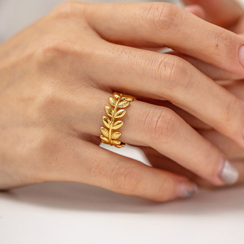 Jewels Galaxy Gold Plated Anti Tarnish Stainless Steel Contemporary Adjustable Finger Ring