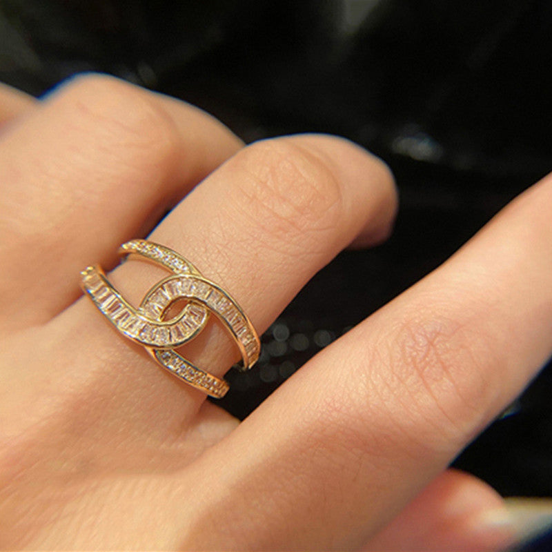 Jewels Galaxy Gold Plated Anti Tarnish Stainless Steel Interconnected Adjustable Finger Ring