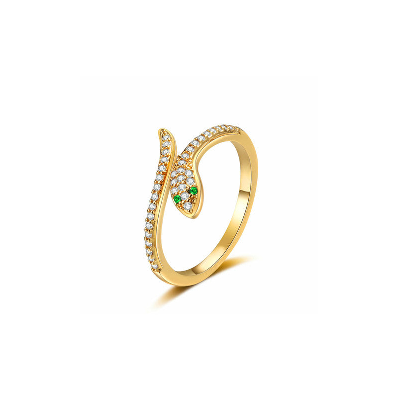 Jewels Galaxy Gold Plated Anti Tarnish Stainless Steel Snake Themed Adjustable Finger Ring