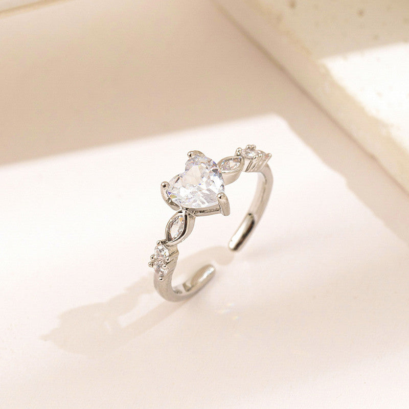 Jewels Galaxy Silver Plated Anti Tarnish Stainless Steel Heart Themed Adjustable Finger Ring