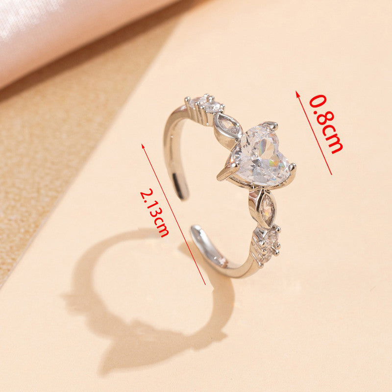 Jewels Galaxy Silver Plated Anti Tarnish Stainless Steel Heart Themed Adjustable Finger Ring