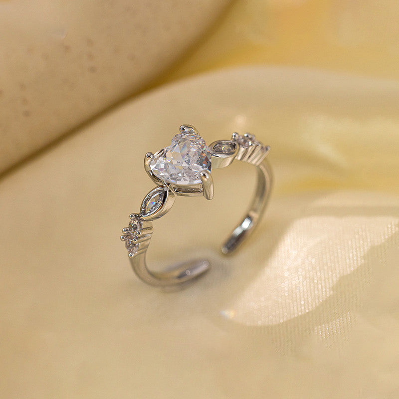 Jewels Galaxy Silver Plated Anti Tarnish Stainless Steel Heart Themed Adjustable Finger Ring