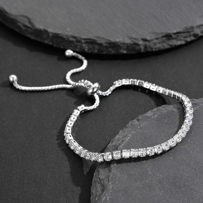 Jewels Galaxy Silver Plated Round Cut Cubic Zirconia White Matrix Anti Tarnish Tennis Bracelet