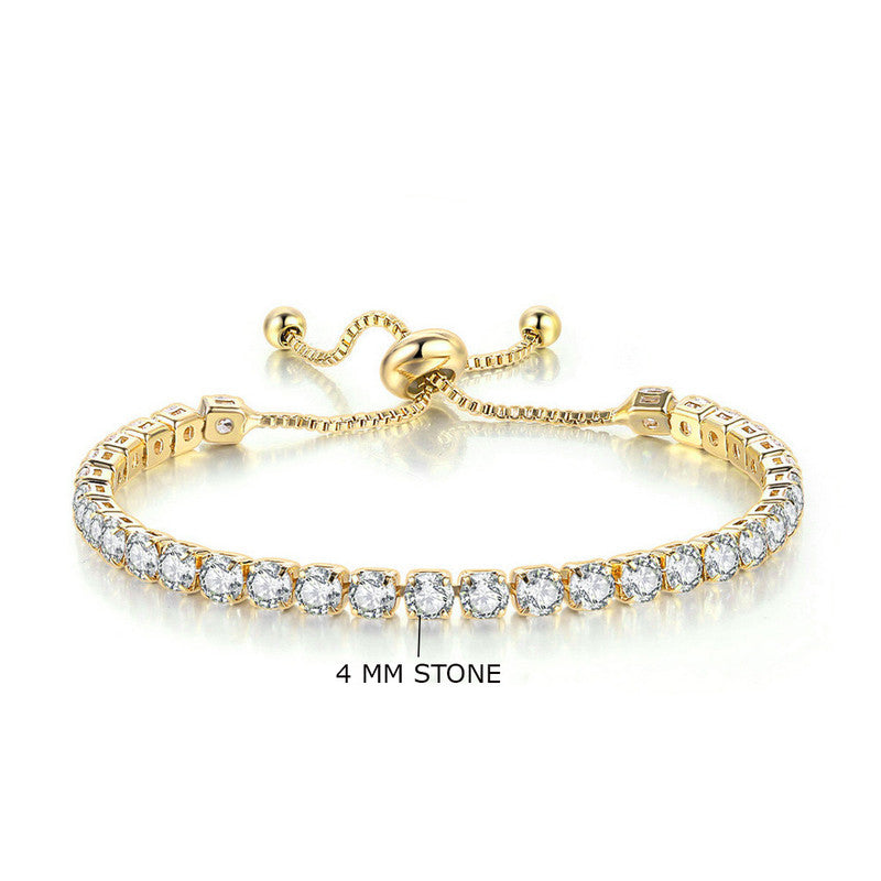 Jewels Galaxy Gold Plated Round Cut Cubic Zirconia White Matrix Tennis Bracelet