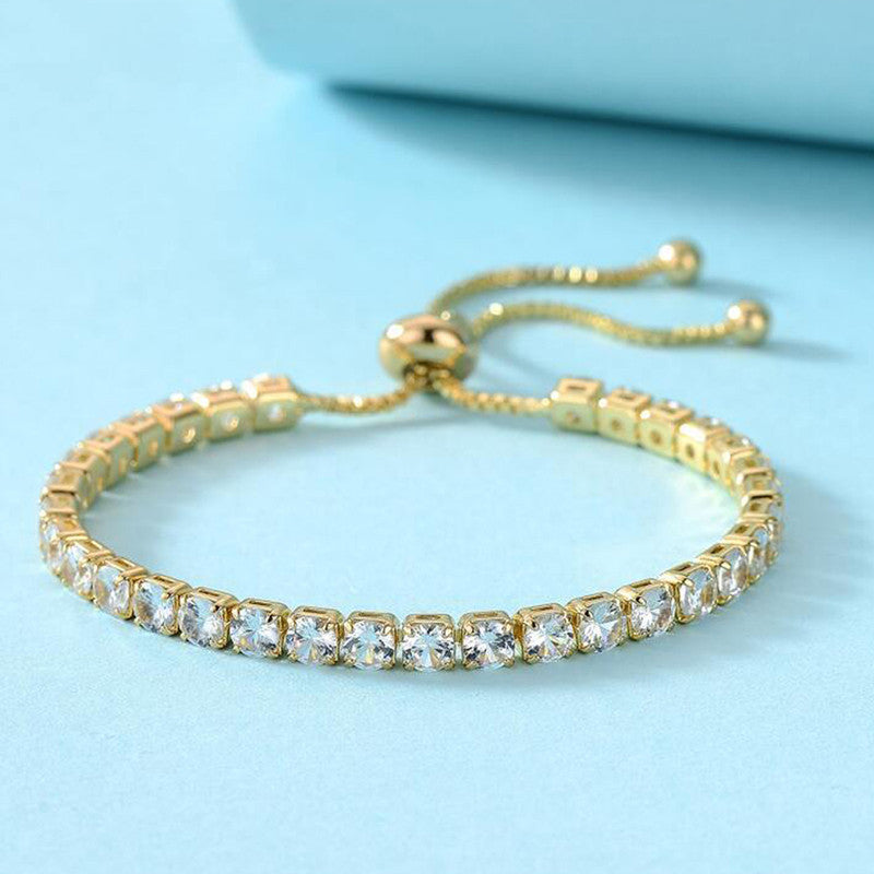 Jewels Galaxy Gold Plated Round Cut Cubic Zirconia White Matrix Tennis Bracelet