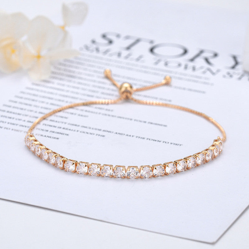 Jewels Galaxy Gold Plated Round Cut Cubic Zirconia White Matrix Tennis Bracelet