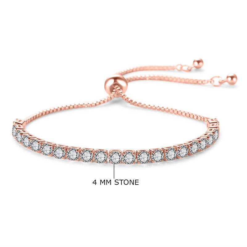 Jewels Galaxy Rose Gold Plated Round Cut Cubic Zirconia White Matrix Tennis Bracelet