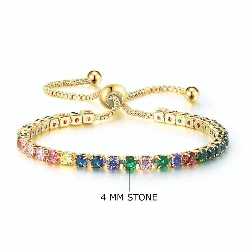 Jewels Galaxy Gold Plated Round Cut Cubic Zirconia Matrix Tennis Bracelet