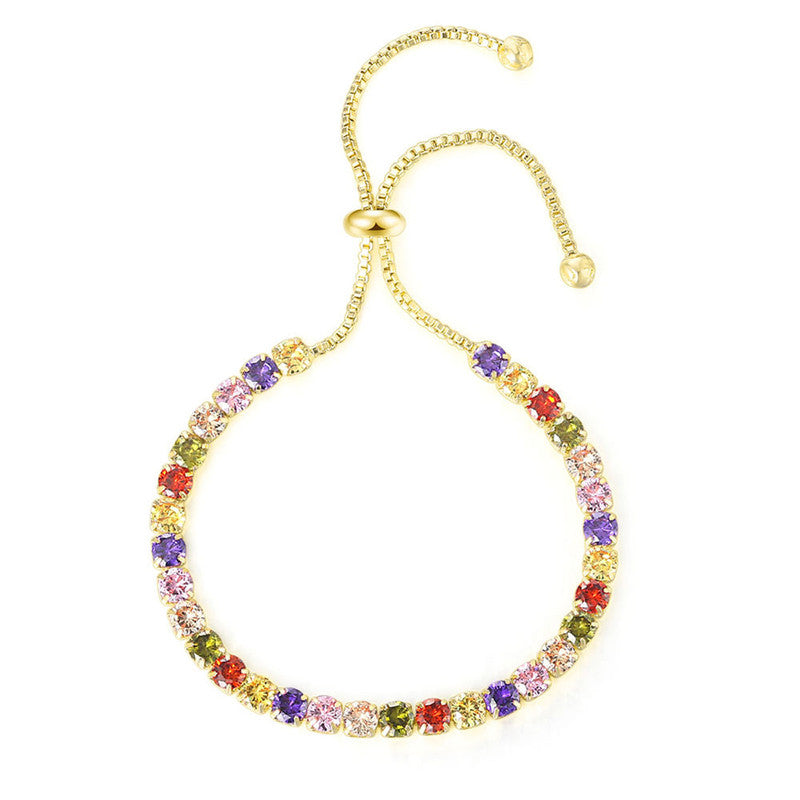 Jewels Galaxy Gold Plated Round Cut Cubic Zirconia Matrix Tennis Bracelet