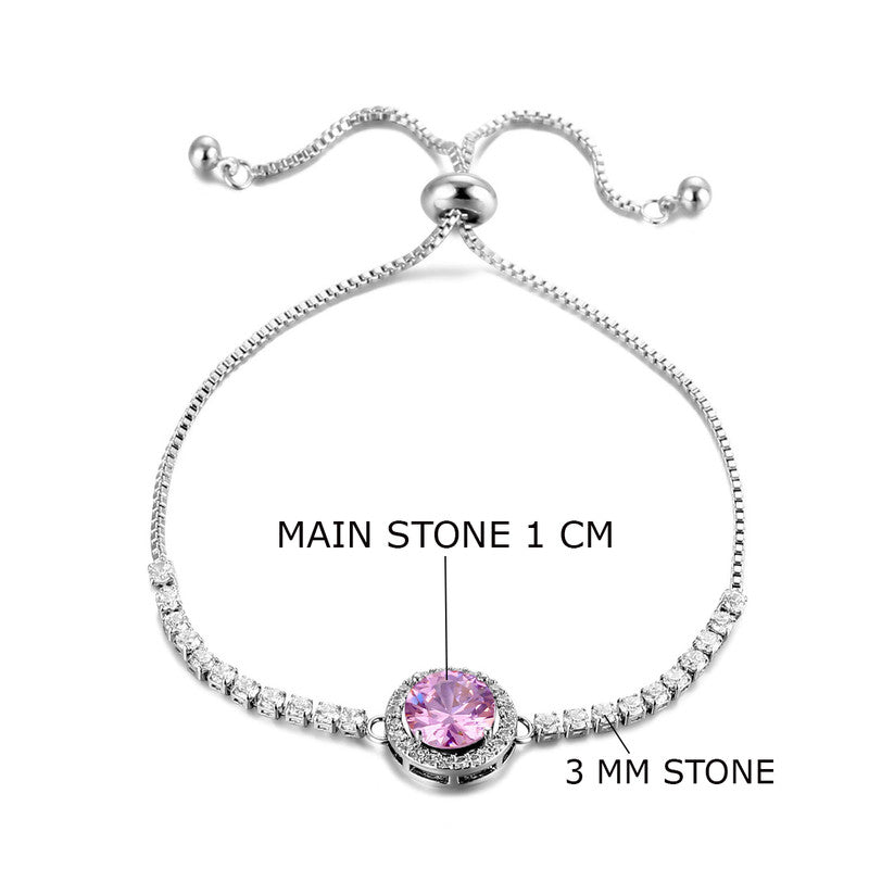 Jewels Galaxy Silver Plated Round Crystal Studded Matrix Anti Tarnish Tennis Bracelet