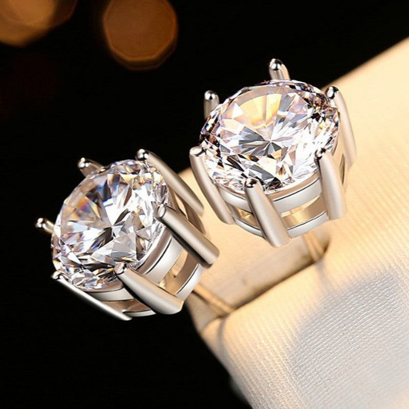 Jewels Galaxy Silver Plated Crystal Studded Anti Tarnish Circular Solitaire Stud Earrings