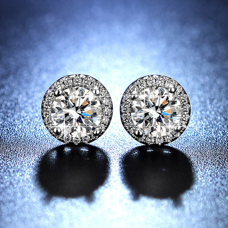 Jewels Galaxy Silver Plated AD Studded Beautiful Circular Solitaire Stud Earrings