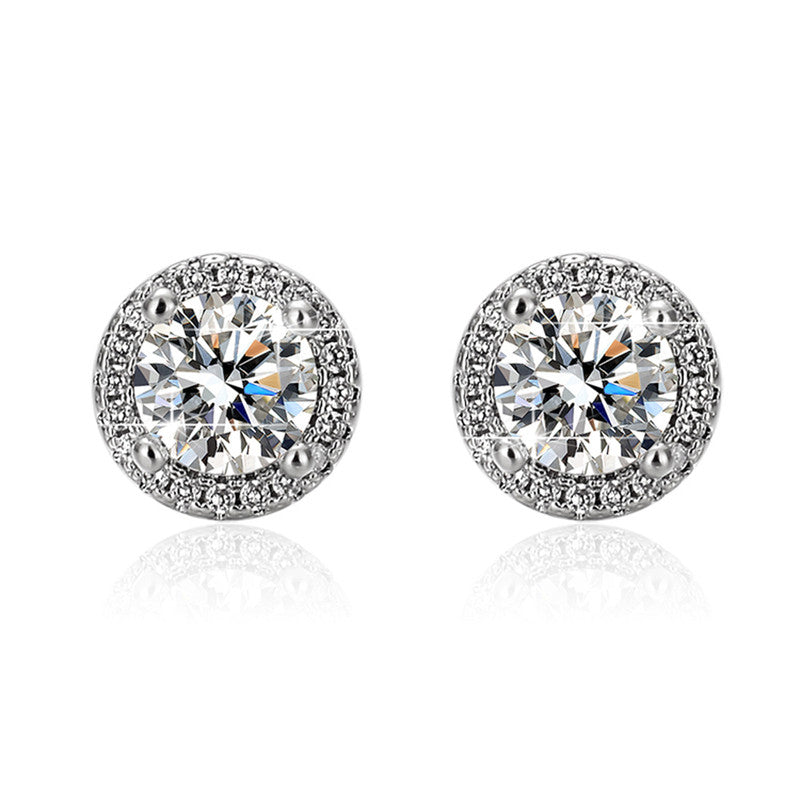 Jewels Galaxy Silver Plated AD Studded Beautiful Circular Solitaire Stud Earrings