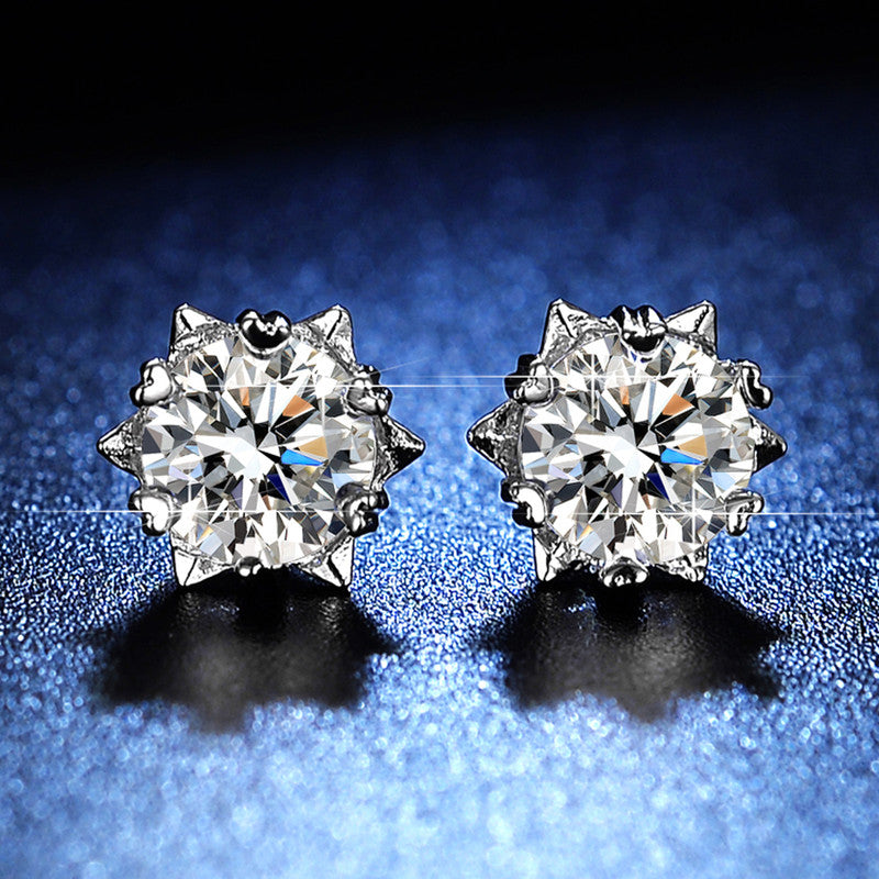 Jewels Galaxy Silver Plated AD Studded Anti Tarnish Star Shaped Solitaire Stud Earrings