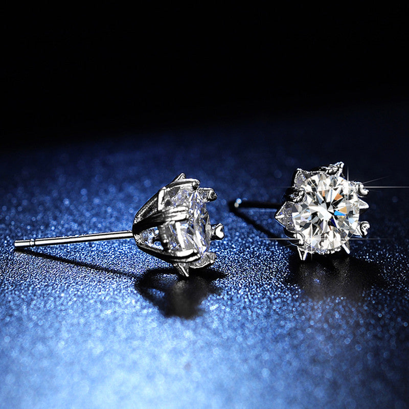 Jewels Galaxy Silver Plated AD Studded Anti Tarnish Star Shaped Solitaire Stud Earrings