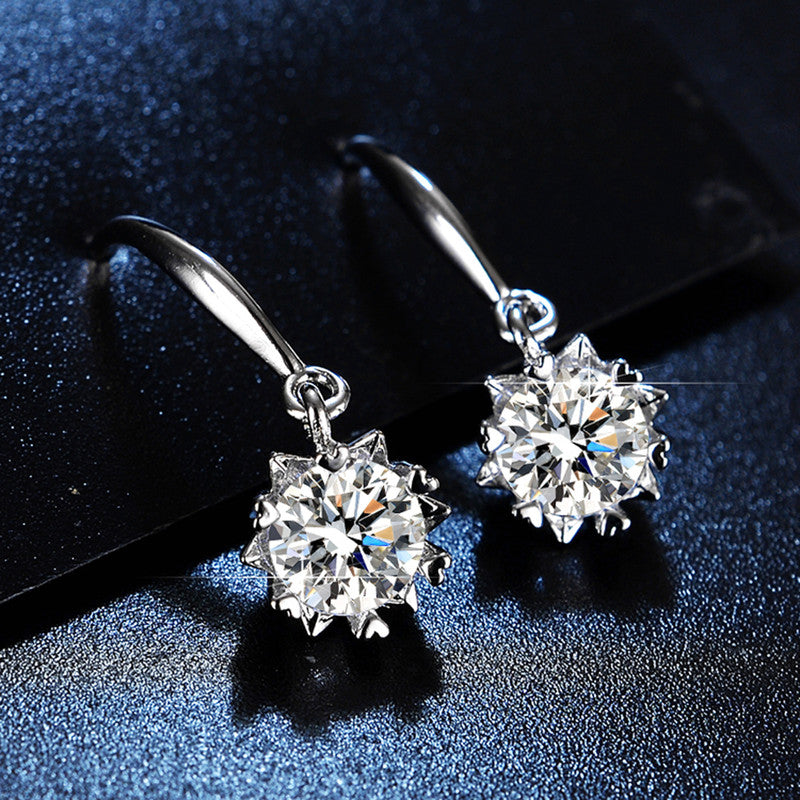 Jewels Galaxy Silver Plated Crystal Studded Anti Tarnish Circular Solitaire Drop Earrings